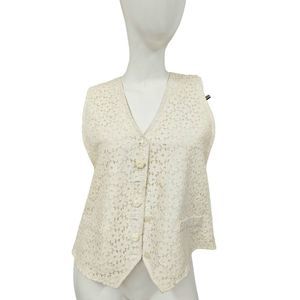 Pierre Cardin Vintage Lacey Cream Vest Large
